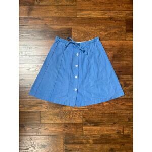 Vintage Clothing Tie Waist Circle Skirt Button Front Light Denim Blue Medium